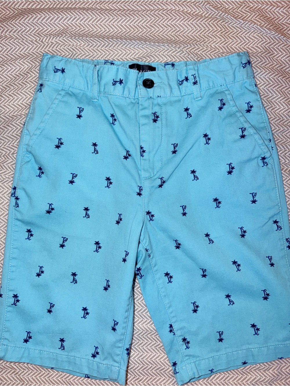 The Children’s Place Boys Aqua Palm Tree Print Chino Shorts